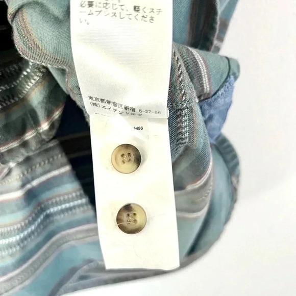 Pendleton Thomas Kay Short Sleeve Green Stripe Button Front Collared Shirt Small - Picture 10 of 10